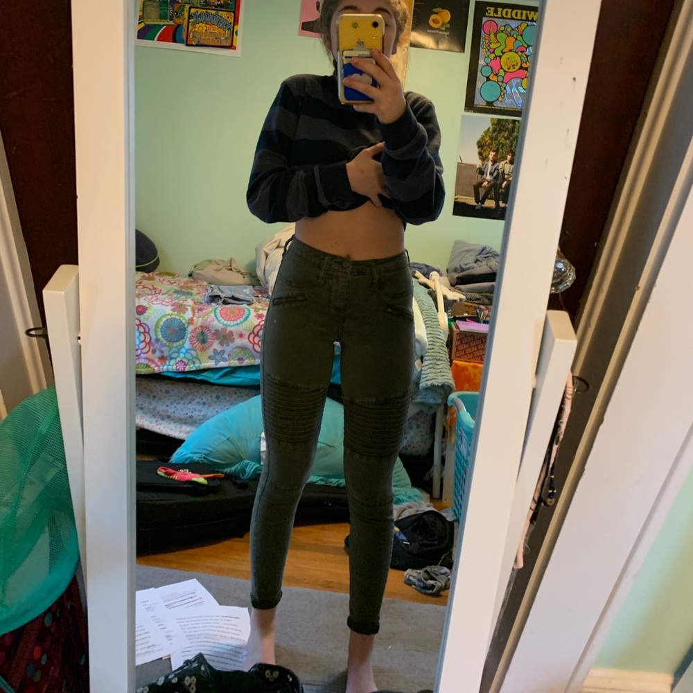 army green jeggings